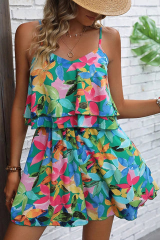 Fashion Floral Print Double Two Piece Set