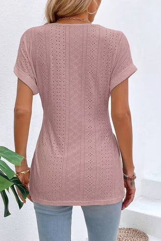 Fashion V Neck Patchwork Split Casual Tops