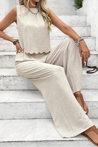 Fashion Knot Back Design Round Neck Two Piece Set