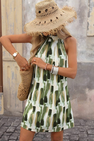 Fashion Printed Halter Neck Casual Dress