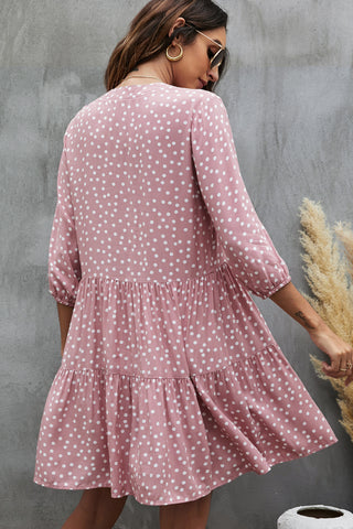 Fashion Dots Print Long Sleeve Mini Dress