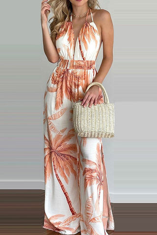 Halter Neck V Neck High Waist Jumpsuits