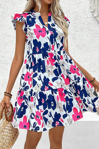 Cute Floral Print High Waist Mini Dress