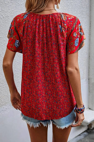 Fashion V Neck Printed Casual Tops