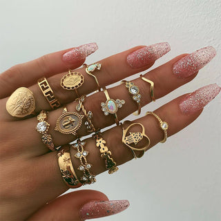 15PCS Simple Alloy Ring