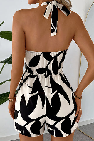 Halter Neck Printed Casual Rompers