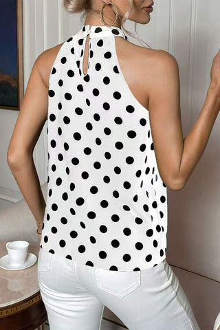 Halter Neck Polka Dots Print Casual Tops