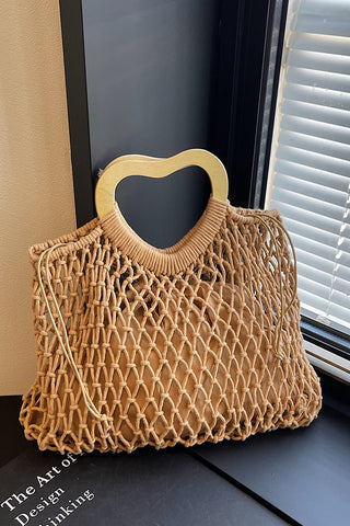 Solid Color Hollow Handbag
