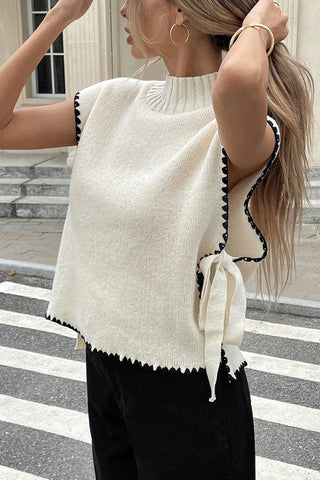Fashion Color Block Round Neck Casual Tops