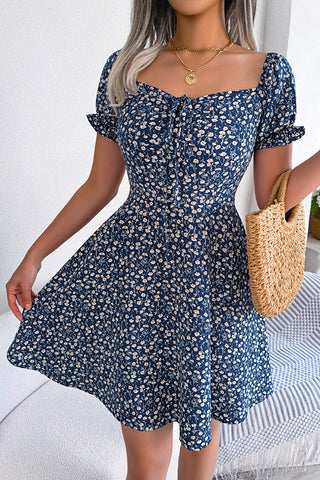 Fashion Cute Floral Print Casual Mini Dress