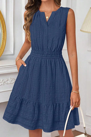 Fashion Ruffle Hem V Neck High Waist Casual Dress – Beachsissi