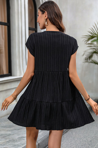 Fashion Knot Solid Black Mini Dress