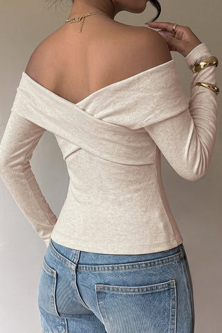Twist Front Long Sleeve Solid Casual Tops