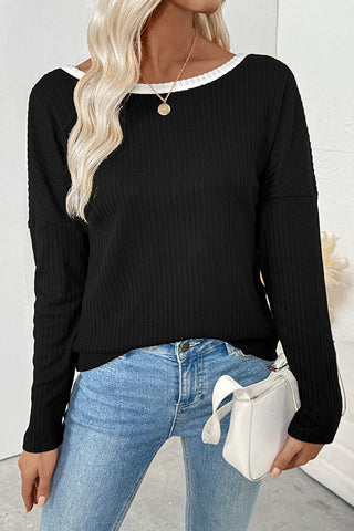 Bow Back Color Block Casual Tops