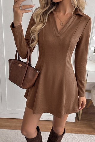 Fashion Solid Color Lapel Casual Dress