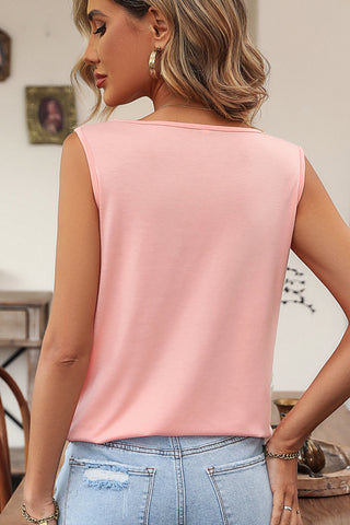 Square Neck Solid Color Sleeveless Casual Tops