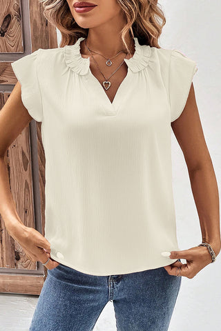 Fashion Solid Color V Neck Casual Tops