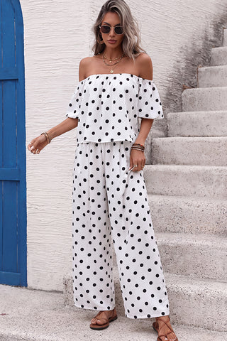 Fashion Bots Print Bandeau Casual Two Piece Set