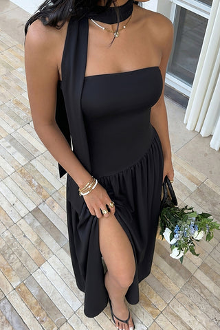 Ins Style Fashion Solid Bandeau Maxi Dress