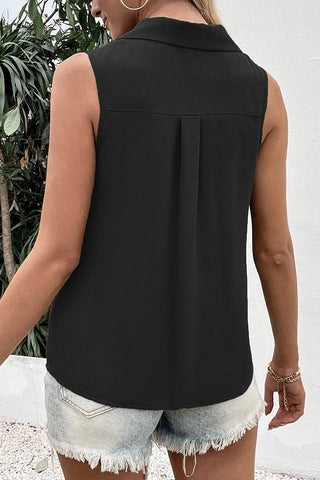 Fashion Lapel Button V Neck Casual Tops