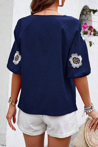 V Neck Fashion Color Block Casual Tops