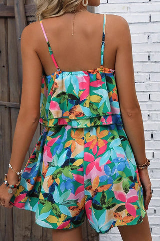 Fashion Floral Print Double Two Piece Set