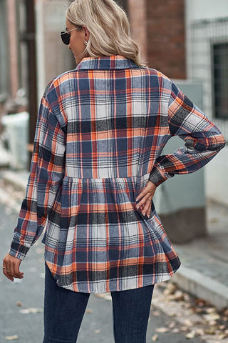 Fashion Plaid Print Button Casual Tops