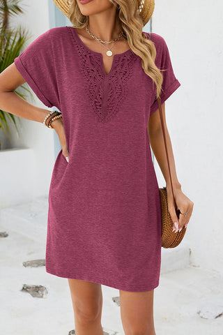 Solid Color Short Sleeve Casual Dress