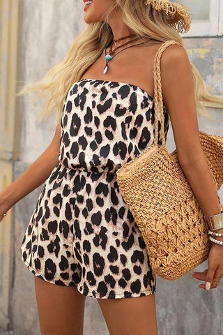 Fashion Leopard Bandeau High Waist Romper