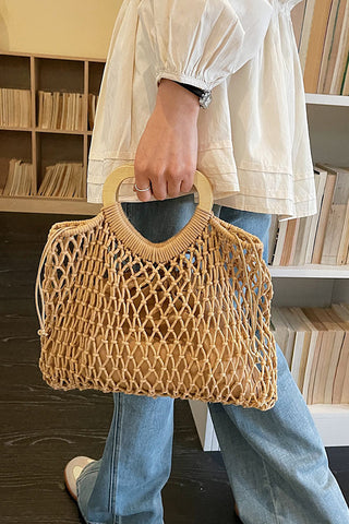 Solid Color Hollow Handbag