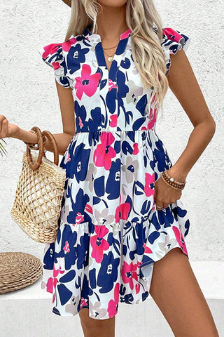 Cute Floral Print High Waist Mini Dress