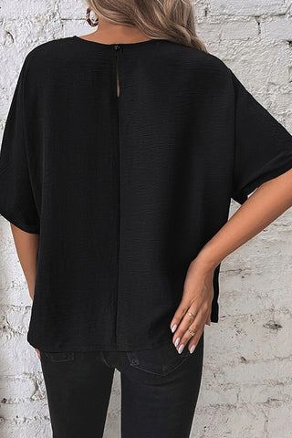Fashion Lace Up Side Solid Color Casual Tops