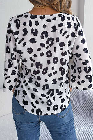 Leopard Print Knot Design Casual Tops