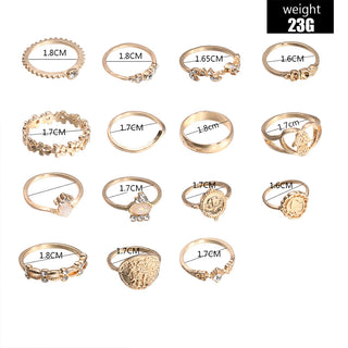 15PCS Simple Alloy Ring