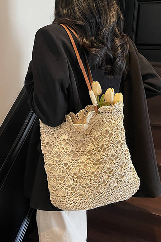 Fashion Bohemia Color Block Weave Handbag