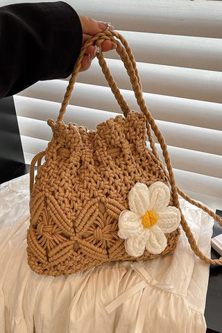 3D Color Block Sunflower Weave Bag