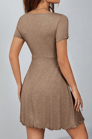 Fashion Solid Color Drawstring Casual Dress