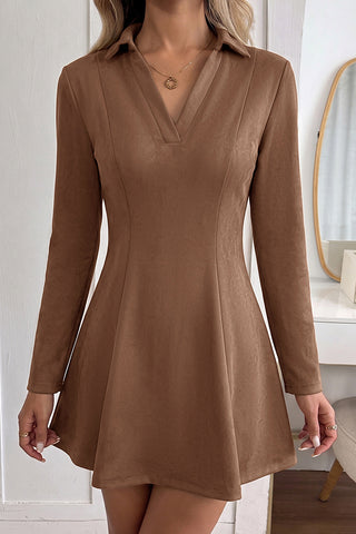 Fashion Solid Color Lapel Casual Dress