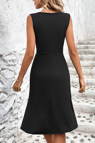 Fashion Solid Color Twist Front Mini Dress