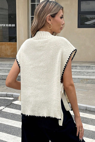 Fashion Color Block Round Neck Casual Tops