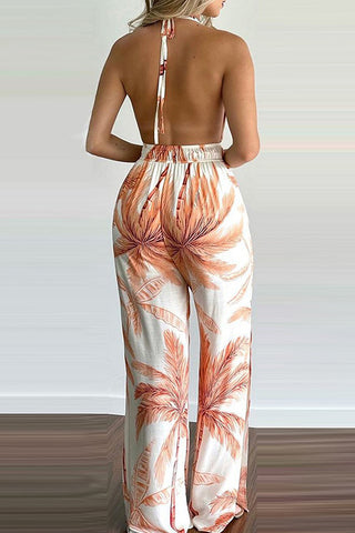 Halter Neck V Neck High Waist Jumpsuits