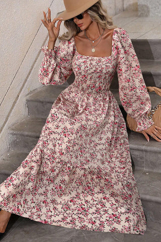 Fashion Smocked Chest Long Sleeve Casual Dress