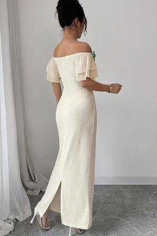 3D Embroidery Off The Shoulder Maxi Dress