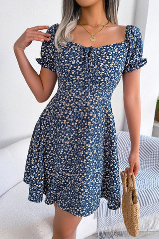 Fashion Cute Floral Print Casual Mini Dress