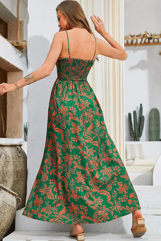 Fashion Floral Smocked Casual Maxi Dress