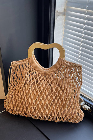 Solid Color Hollow Handbag