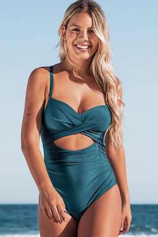 Twist And Cutout Solid One Piece Swmsuits