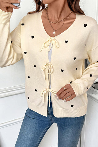 Cute Heart Print Long Sleeve Casual Tops