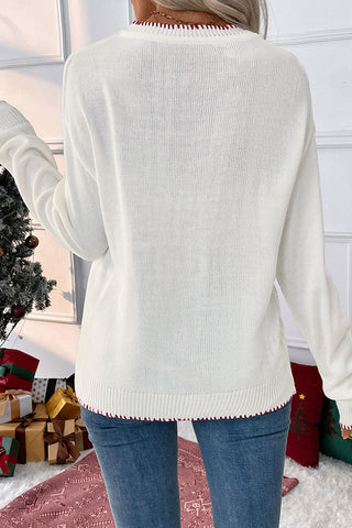 beachsissi Merry Christmas Loose Fit Round Neck Casual Sweater