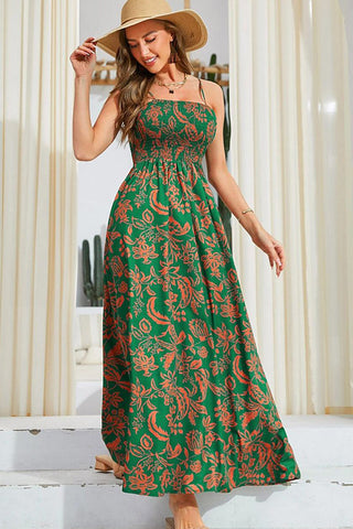 Fashion Floral Smocked Casual Maxi Dress
